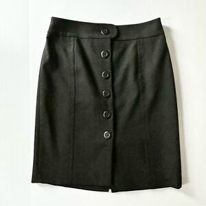Ann Taylor Black Button Down Pencil Lined Skirt Size 2